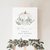 Floral Greenery Pumpkin Baby Shower Welcome Sign