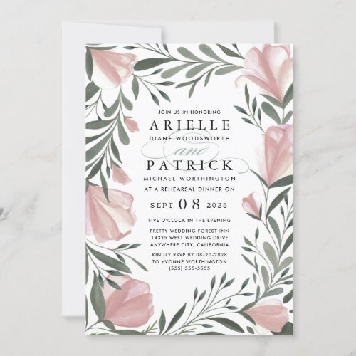 Floral Greenery Rehearsal Dinner Invitations