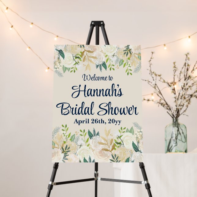 Floral Greenery Rose Welcome to Bridal Shower Foam Board (In Situ (Stand))