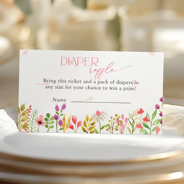 Floral Greenery Rustic Baby Shower Diaper raffle Enclosure Card (Creator Uploaded)