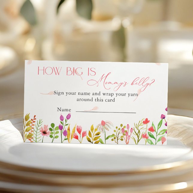 Floral Greenery Rustic How Big is Mommy’s belly Enclosure Card (Creator Uploaded)