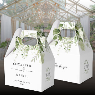 Floral Greenery Script Monogram Wedding Favor Boxes