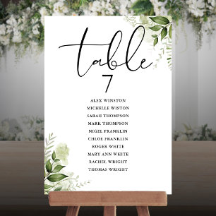 Floral Greenery Seating Plan Table Number