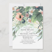 Floral Greenery Summer Garden Romantic Wedding Invitation (Front)