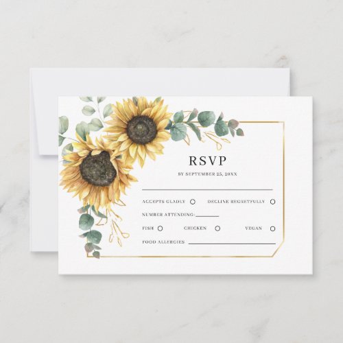 Floral Greenery Sunflower Wedding RSVP Card
