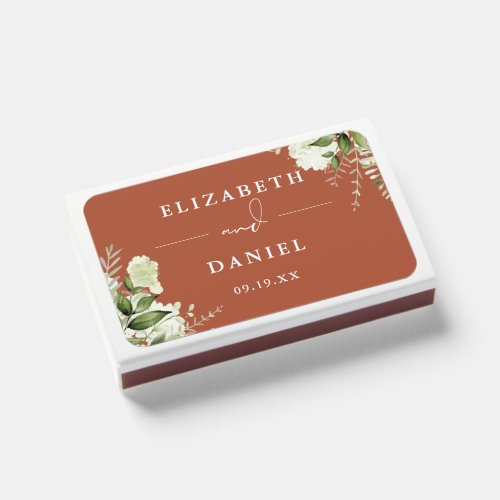Floral Greenery Terracotta Wedding Favors Matchboxes