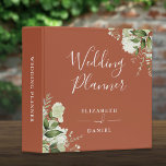 Floral Greenery Terracotta Wedding Planner 3 Ring Binder<br><div class="desc">Elegant floral greenery terracotta wedding planner personalized with your names and special wedding date. Designed by Thisisnotme©</div>