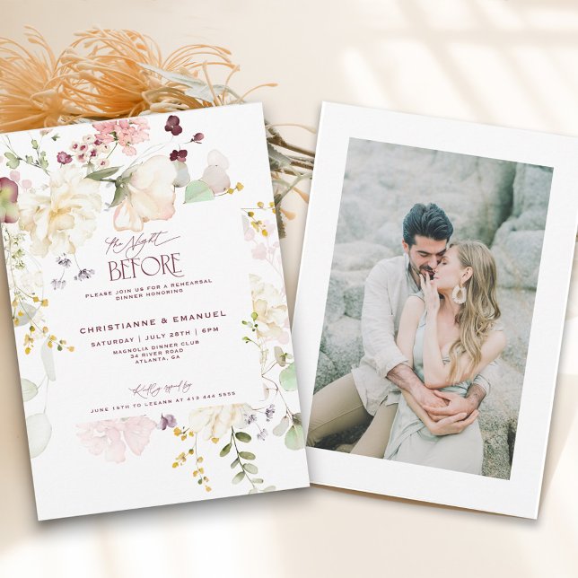 Floral Greenery The Night Before Rehearsal Dinner Invitation (Creator Uploaded)