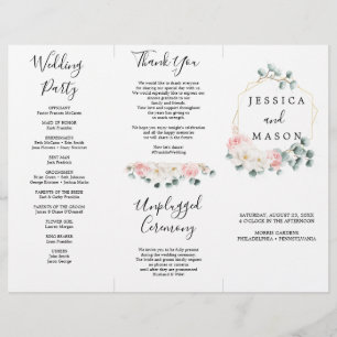 Floral Greenery Tri-Fold Wedding Program Flyer