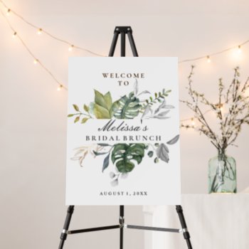Floral Greenery Tropical Bridal Brunch Shower Sign by Vineyard at Zazzle