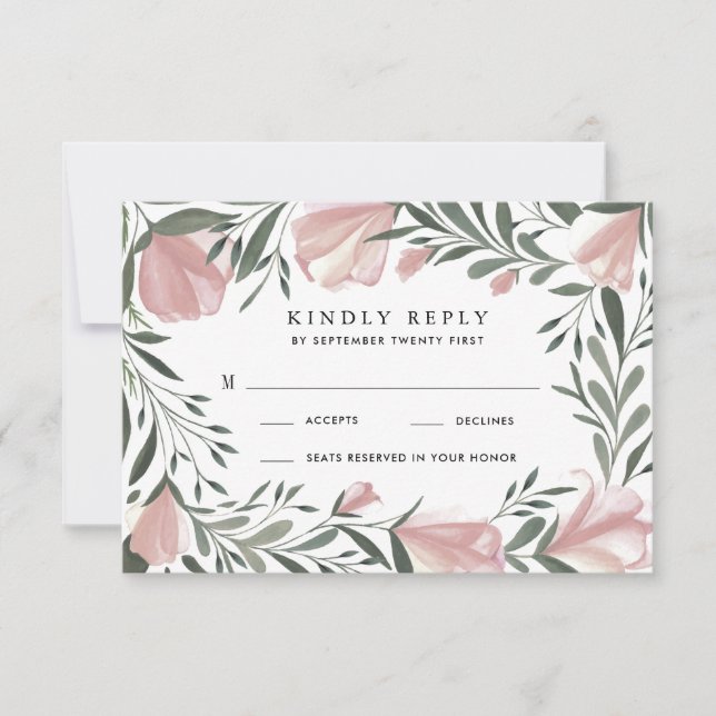 Floral Greenery Vintage Rustic Wedding RSVP Cards (Front)