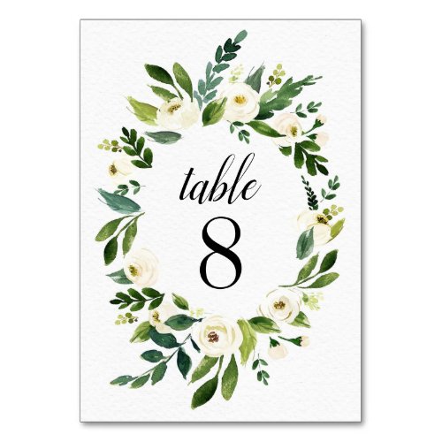 Floral Greenery Vintage Wedding Table Number Cards