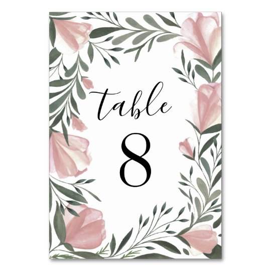 Floral Greenery Vintage Wedding Table Number Cards
