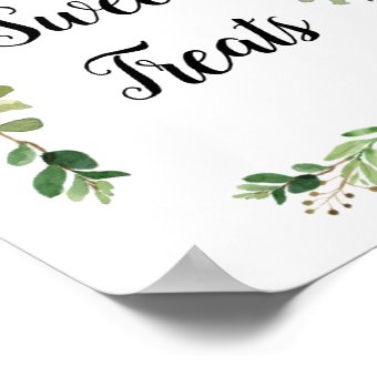 Floral Greenery Watercolor Sweet Treats Sign | Zazzle
