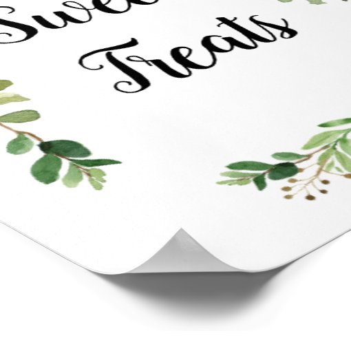 Floral Greenery Watercolor Sweet Treats Sign | Zazzle