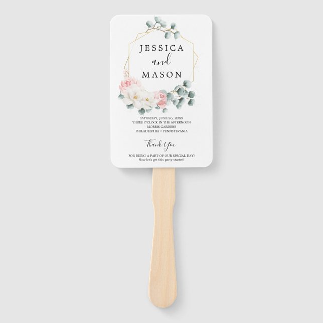 Floral Greenery Wedding Fan Program (Front)