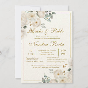 Floral greenery Wedding invitation in spanish