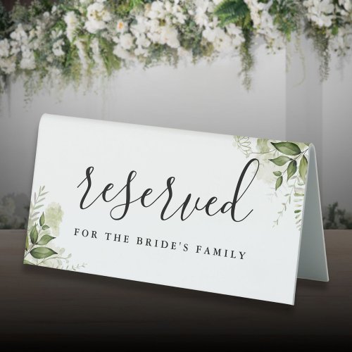 Floral Greenery Wedding Reserved Table Tent Sign