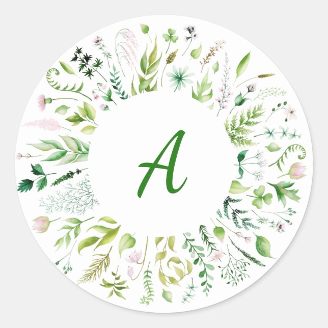 Floral Greenery Wedding Sticker (Front)