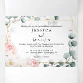 Floral Greenery Wedding Tri-Fold Invitations (Inside Middle)