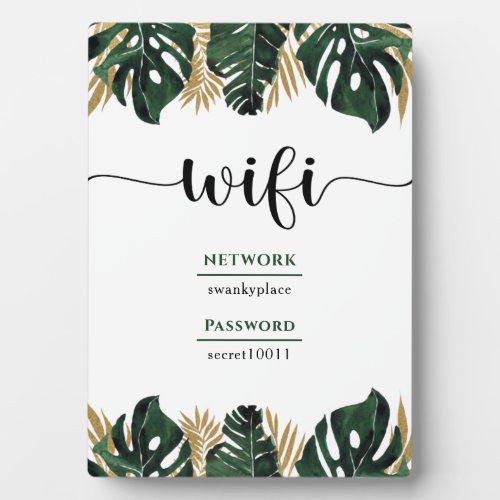 Floral Greenery Wifi Password Business Plaque