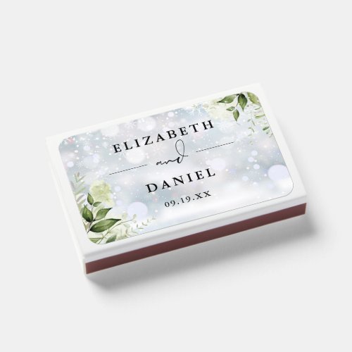 Floral Greenery Winter Wedding Favors Matchboxes