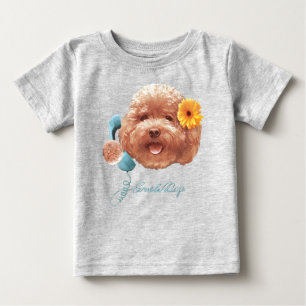 Floral Greeting: Smiling Toy Poodle Selfie Art Baby T-Shirt