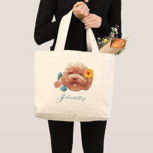 Floral Greeting: Smiling Toy Poodle Selfie Art Large Tote Bag