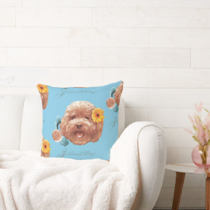 Floral Greeting: Smiling Toy Poodle Selfie Art Throw Pillow