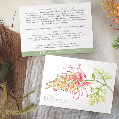 Floral Grevillea Loopy Lou art wedding details Enclosure Card