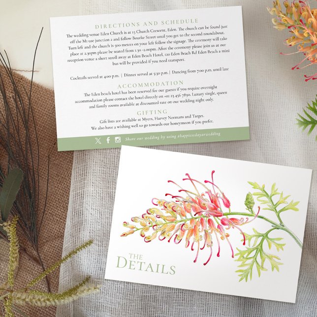 Floral Grevillea Loopy Lou art wedding details Enclosure Card (Creator Uploaded)
