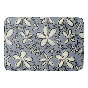 Floral Grey and Cream flower pattern Bath Mat