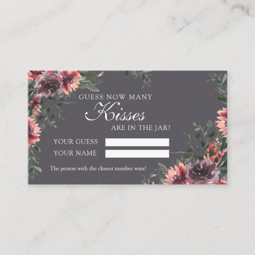 Floral Grey How Many Kisses Shower Game card