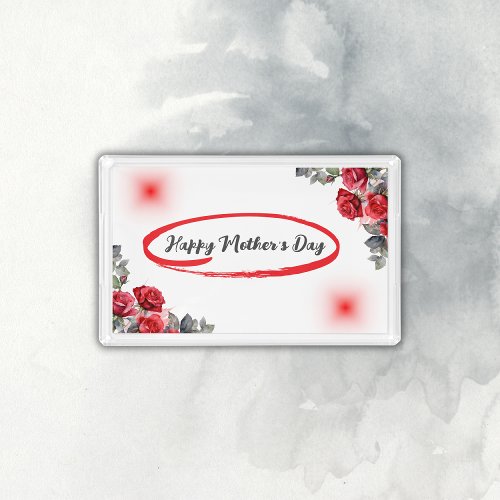Floral Grey  Red Happy Mothers Day  Acrylic Tray