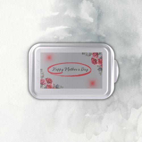 Floral Grey  Red Happy Mothers Day  Cake Pan