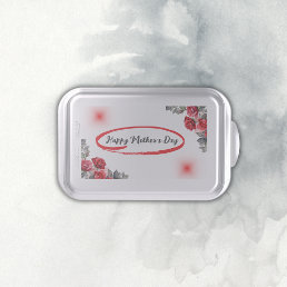 Floral Grey &amp; Red Happy Mother&#39;s Day | Cake Pan