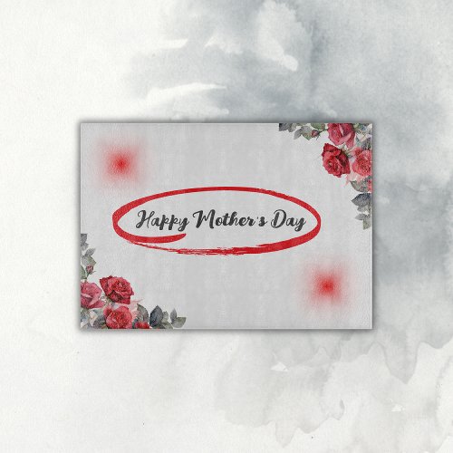 Floral Grey  Red Happy Mothers Day  Cutting Board