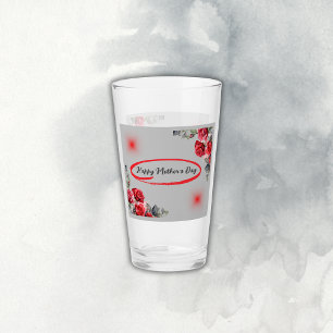 Floral Grey & Red Happy Mother's Day   Glass