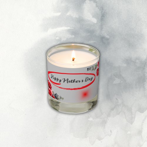 Floral Grey  Red Happy Mothers Day  Scented Candle