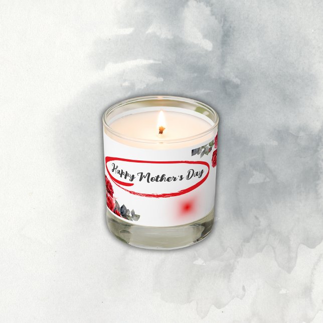 Floral Grey & Red Happy Mother's Day | Scented Candle (Creator Uploaded)