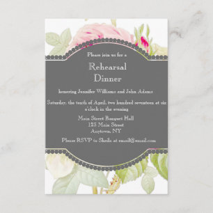 Floral Grey Rehearsal Dinner Invitations