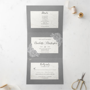 floral grey tri-fold all in one wedding