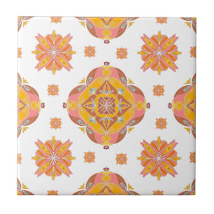 Floral Grid Ceramic Tile