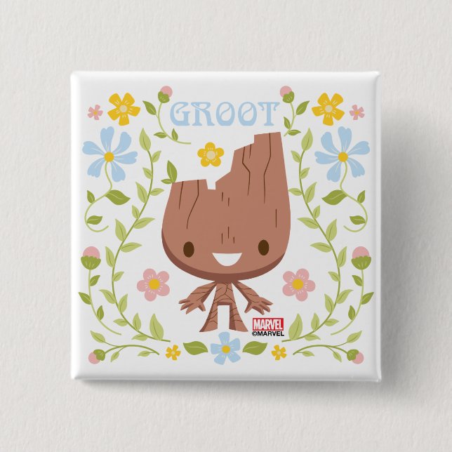 Floral Groot Graphic Button (Front)