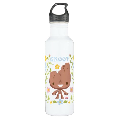 Floral Groot Graphic Stainless Steel Water Bottle
