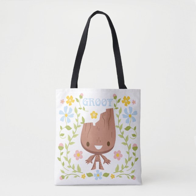Floral Groot Graphic Tote Bag (Front)