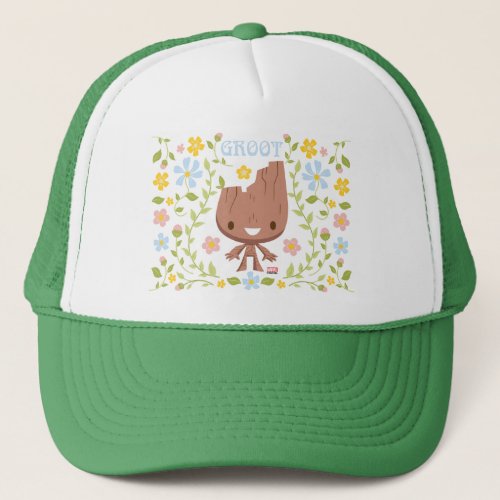Floral Groot Graphic Trucker Hat