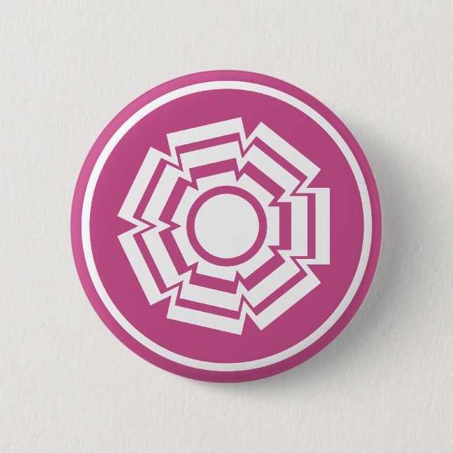 Floral Groove Button, Magenta Pinback Button (Front)