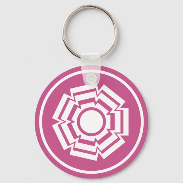 Floral Groove Keychain, Magenta Keychain (Front)