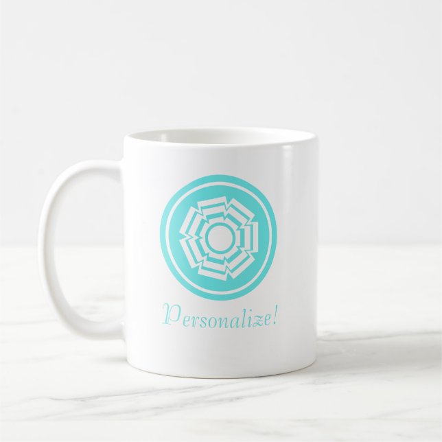 Floral Groove Mug, Turquoise Coffee Mug (Left)